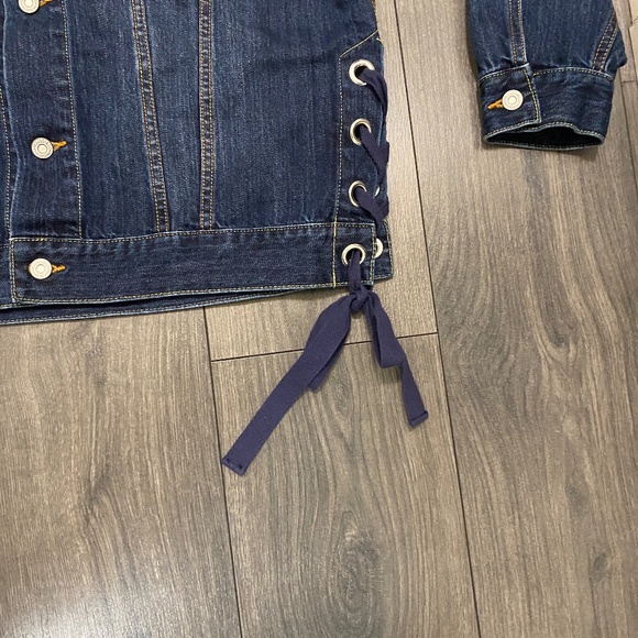 Moussy Distressed Patched Denim Jacket Size One Size - Picture 5 of 9